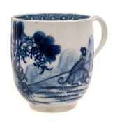 A rare First Period Worcester coffee cup: of plain shape with scroll handle,