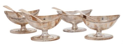 A pair of 19th century provincial silver salts, maker Thomas Wheatley, Newcastle, C1830: initialled,