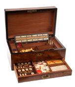 A late Victorian/Edwardian burr walnut games compendium: of rectangular outline,