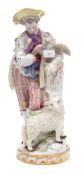 A Meissen porcelain figure of a shepherd after M.V.