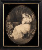 Ivan Keir [18/19th Century]- Lady, lion and mule in a clearing,