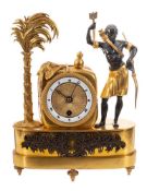 A French bronze and ormolu Pendule au Sauvage mantel clock: in the style of Jean-Simon Deverberie,