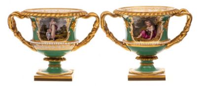 A Worcester [Flight, Barr & Barr] 'Warwick' vase and one similar: both with entwined branch handles,