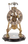 A late 19th Century English brass skeleton clock: the eight-day duration timepiece fusee movement