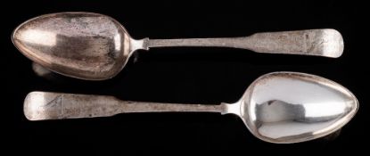 A pair of George III silver fiddle pattern tablespoons, maker George Murray, Newcastle,