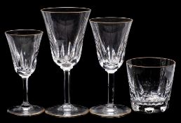 A suite of St Louis 'Cardagne' pattern glasses: comprising twelve water glasses,