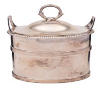 A George III silver oval butter dish.