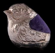 A George V novelty silver pin cushion, maker Samuel Mordan & Co, Chester,
