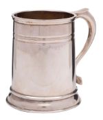 A George V silver mug, maker Stokes & Ireland, Chester, 1925: of plain cylindrical tapering outline,