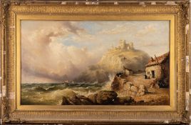 Henry King Taylor [1799-1869]- A coastal scene with fishing boats in a bay,