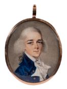 Circle of Richard Crosse [1742-1810]- A miniature portrait of a young man,:- head and shoulders,