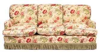 A 'Howard Chairs Ltd' three seat settee and matching armchair:,