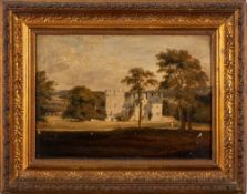 English School, 19/20th Century- Country house and parkland,:- oil on board, 24 x 34cm.
