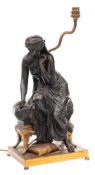 After Henry Etienne Dumaige (1830-1888) a bronze study of draped woman seated on a cushion