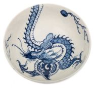 A First Period Worcester slop bowl: painted in the 'Dragon' pattern [I.C.