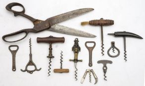 A group of nine various direct pull corkscrews:,