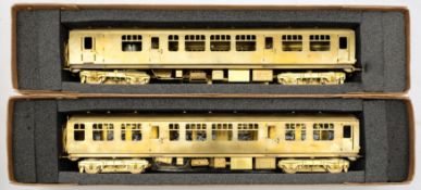 SanCheng (China) or similar O gauge Derby DU Power car and Trailer: brass finish, boxed.