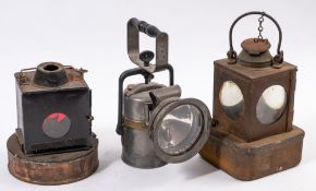 A LNER Welch pattern hand lamp with plaque 'Retford': together with a LNE Premier hand lamp and