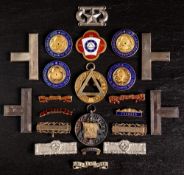 A quantity of miscellaneous silver Masonic badges, pins and jewel bars: various makers and dates,
