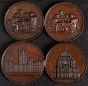 A group of four Art Union bronze medallions: comprising Sir Christopher Wren by W Wilson after