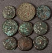 Nine Ancient Greek Ptolemaic coins: