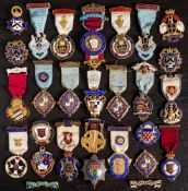 A collection of Masonic jewels: various makers and chapters including five silver gilt and enamel