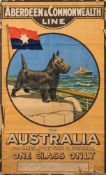 An Aberdeen & Commonwealth Line 'Australia' advertising poster mounted on board: (damaged) 100 x 61.