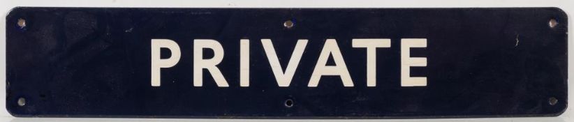 A BR(E) enamel doorplate 'Private': 9 x 46cm.