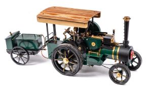 A Markie 'Little Gem' 3/4 scale Live steam spirit fired Road Traction Engine: in dark green with