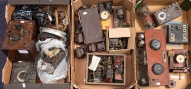 A collection of early 20th century valve and crystal set parts and components: including a coil