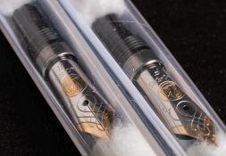 A Pelikan M600 114c/585 broad nib and an M600 14c/585 fine nib: (2)