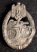 A Third Reich Panzer badge by Rudolph Richter of Schlag:,