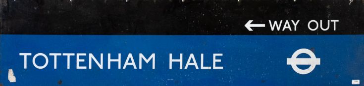 London Underground enamel Tottenham Hale 'Way out' sign, by Burnham, London,: 182 x 44cm.