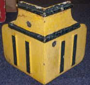 A GWR cast iron mile post top '11':, raised black numerals on a yellow ground,