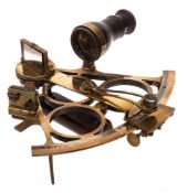 A lacquered brass 8 1/2 radius vernier sextant by C Plath, Hamburg,