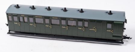BMS/Accucraft. A G gauge Lynton & Barnstaple First/Third & Guard coach: SR green No.6993, boxed.