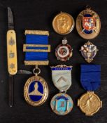 An early 20th century German penknife with Masonic decoration: a silver gilt and enamel 'Punjab'