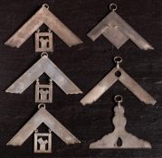Six silver Masonic suspensions: one for Senior warden,