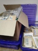 GB collection in 3 boxes/tubs, with album with 1d Black, extensive used in packets, loose.