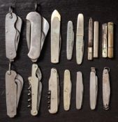 A collection of vintage steel and nickel steel pocket knives: including Ibbotson,