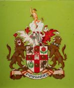 An LNER armorial transfer decorated panel: on a green ground,