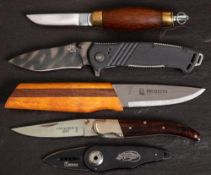 A group of pocket knives: comprising a barrel knife, Brusletto Knife, Uzi, Boxer Rat,