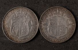 Two halfcrowns, 1902 & 1904.