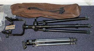 A Gitzo 'G201' tripod fitted Manfrotto Proball 468RC4 head: together with one other tripod fitted