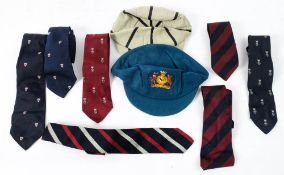 Two early 20th century Cambridge College felt cloth sporting caps: together with a group of seven