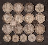 Eleven pre 1920 halfcrowns: together with other pre 1920 coinage and a box of assorted coins.