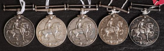 A group of five British War Medals 1914-1918: '51951 Gnr W White RA' 'M-225222 Pte J E Tamlin