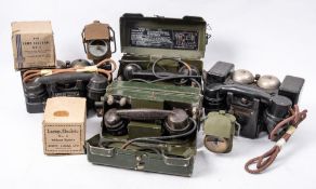 A WWII Telephone Set 'F' MkII: together with a Telephone Set 'J', a Lucas No.