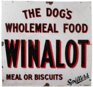An enamel sign 'The Dog's Wholemeal Food Winalot Meal Or Biscuits.