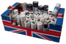 A collection of various modelling paints,